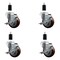 Service Caster 3.5'' Maroon Poly Swivel 1-3/8'' Expanding Stem Caster Set with Brake, 4PK SCC-EX20S3514-PPUB-MRN-TLB-138-4 - alternate 1